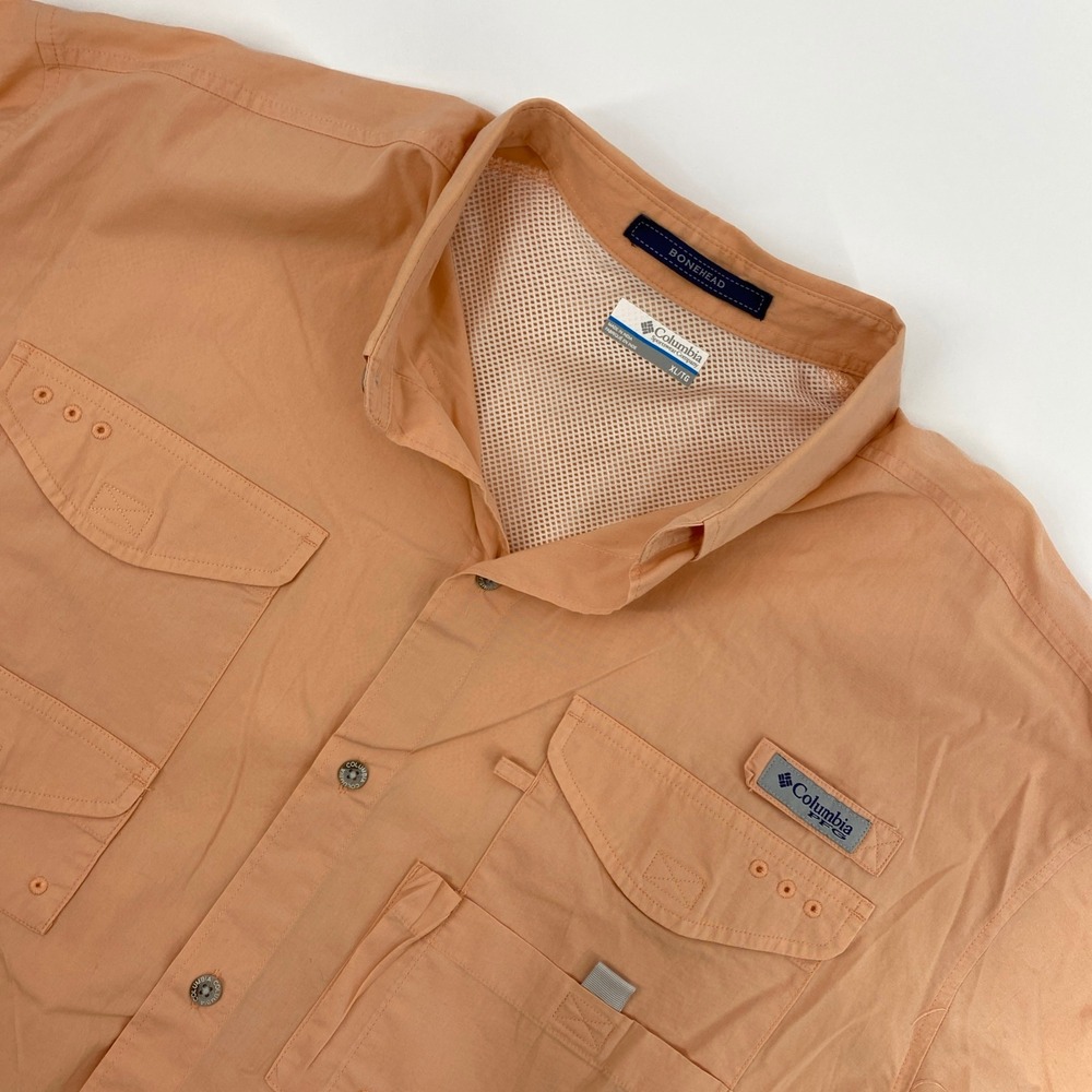 Columbia PFG Bonehead Fishing Shirt Mens Extra Large Peach Gorpcore Nautical XL